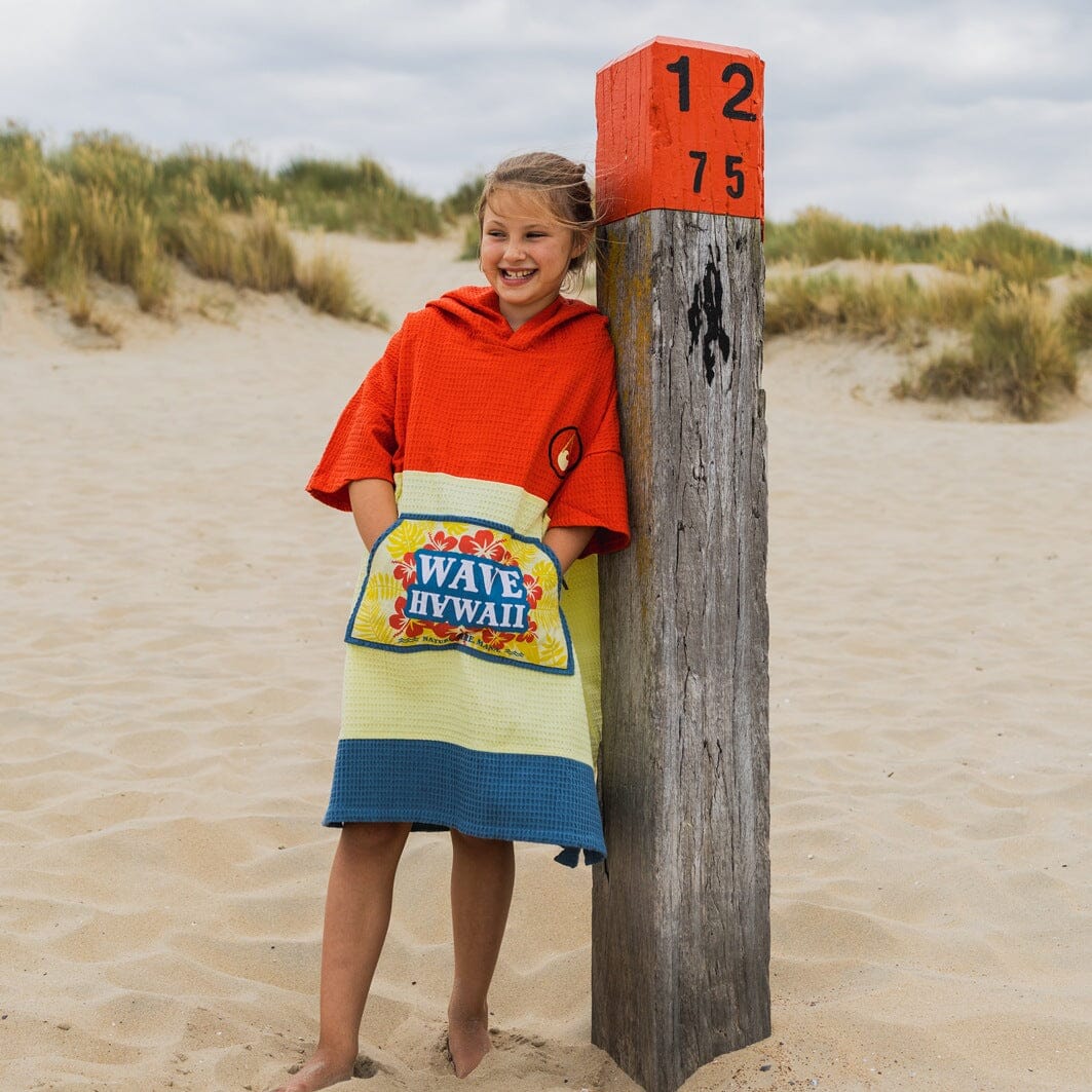 Travel Poncho Wailua, Baumwolle Waffle Piquee Travel Ponchos WAVE HAWAII