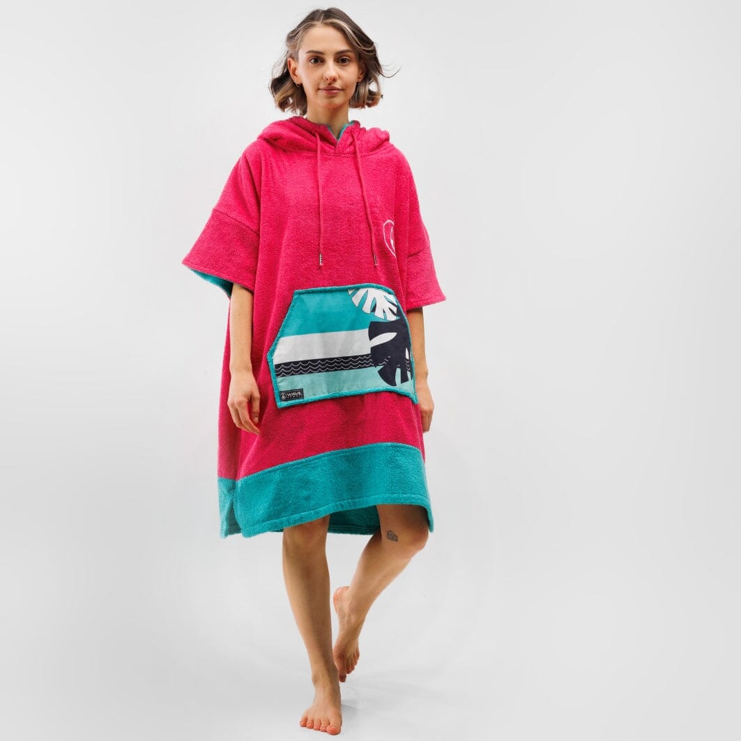 Poncho Pink Wave, Baumwolle Velours Kids Ponchos WAVE HAWAII