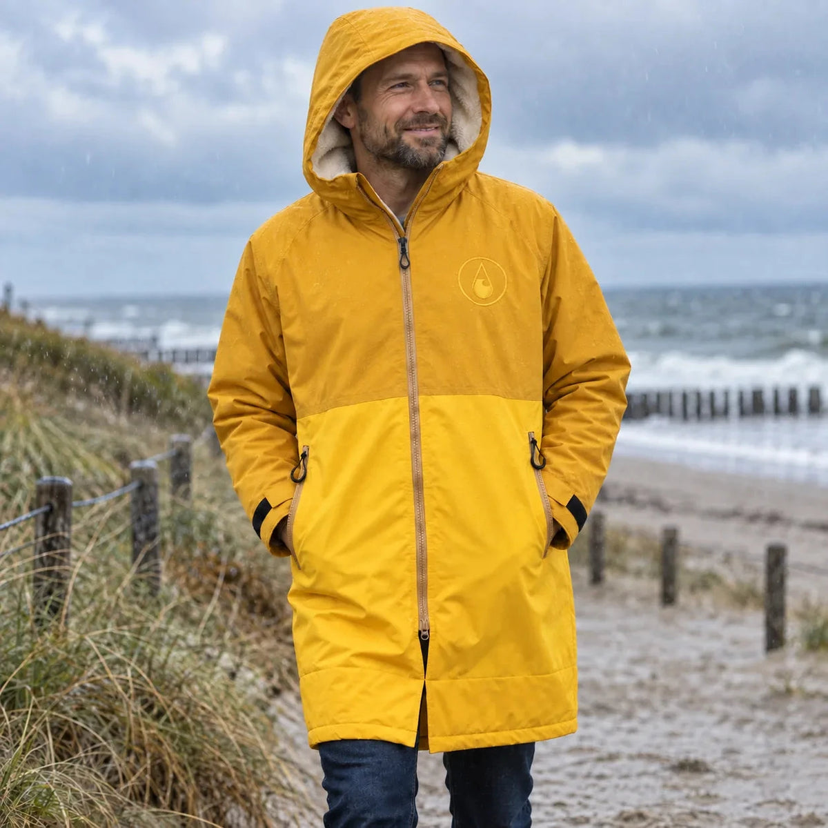 Storm Robe Yukon Yellow - Wasserdichter Umkleidemantel Wasserdichte Storm Ponchos WAVE HAWAII 